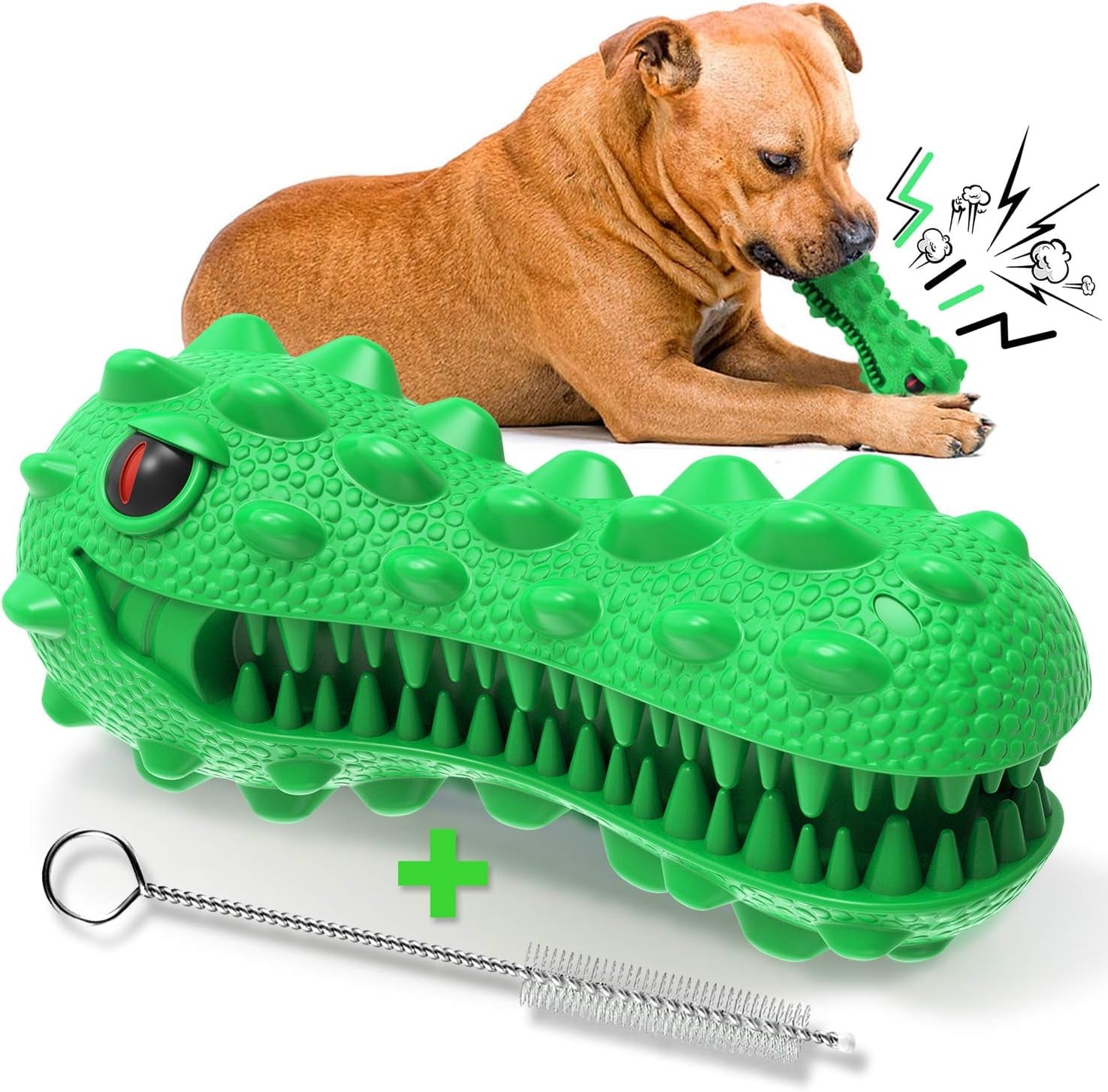 Cat Toothbrush - Durable Hard Rubber Cat Dental Care, Interactive Toothbrush Chew Toy (1 Pack Dino)