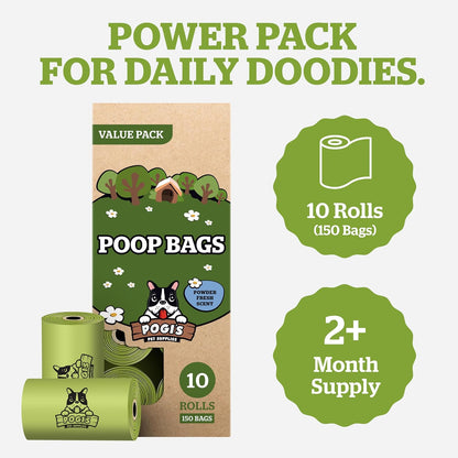 Pogi’S Dog Poop Bags – Leak-Proof & Extra Thick Pet Waste Bags (Fresh Scent, 10 Rolls, 150-Count)