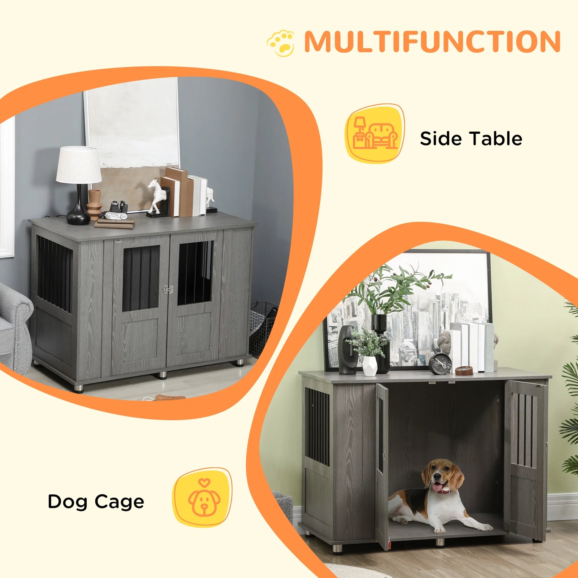 Dog Crate, Pet Cage Kennel, W/ Wooden Top, Windows, for XL Dogs