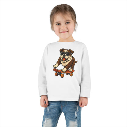 Skateboarding Dog Toddler Long Sleeve Tee