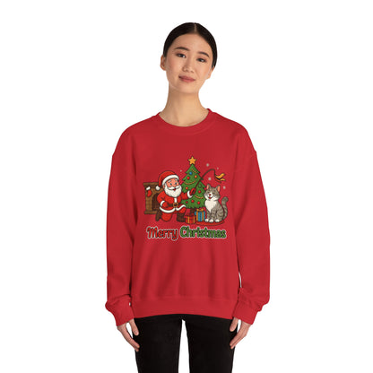 Merry Christmas Santa & Cat Holiday Crewneck