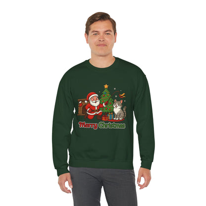 Merry Christmas Santa & Cat Holiday Crewneck