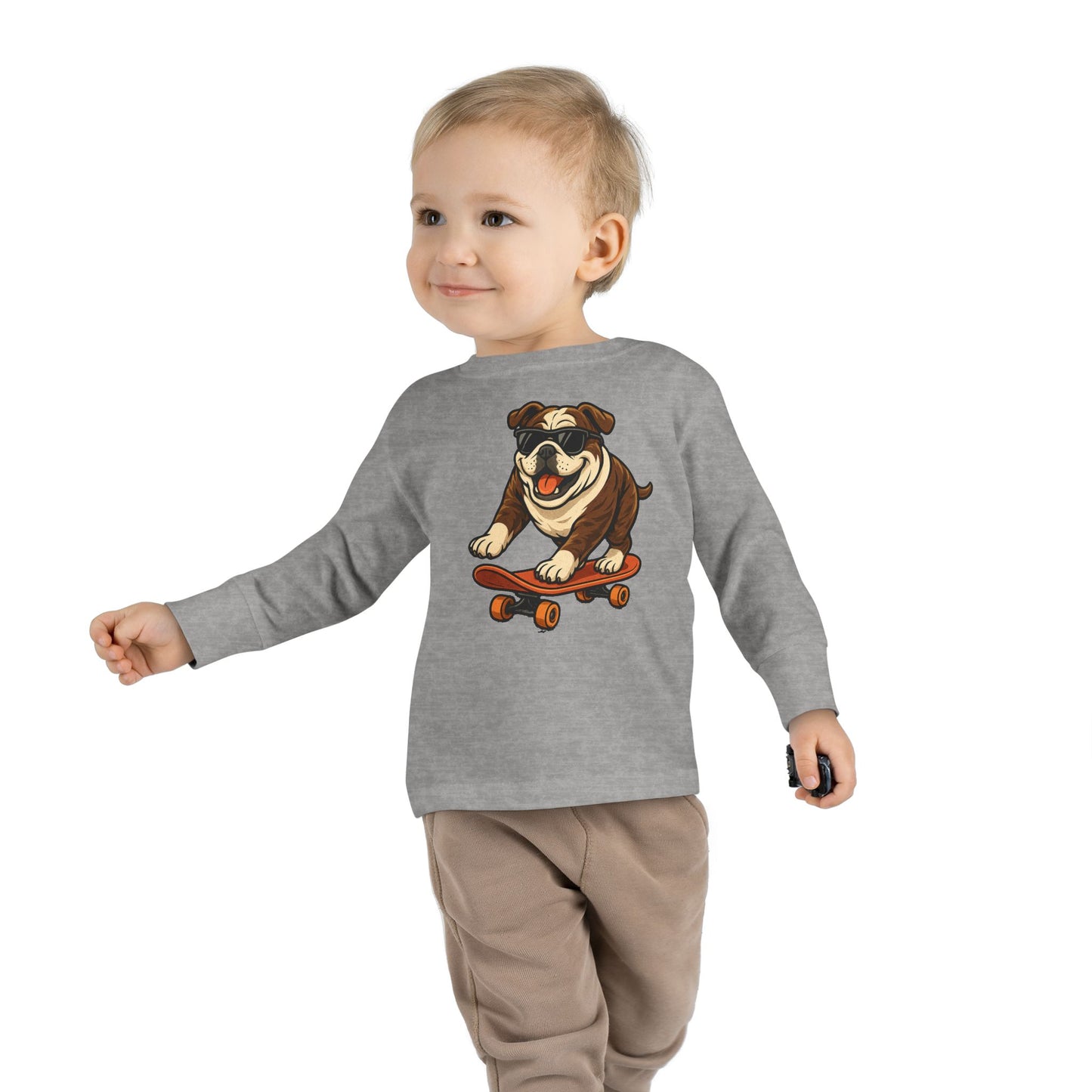 Skateboarding Dog Toddler Long Sleeve Tee