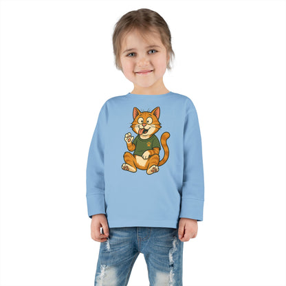 Goofy Cat Toddler Long Sleeve Tee