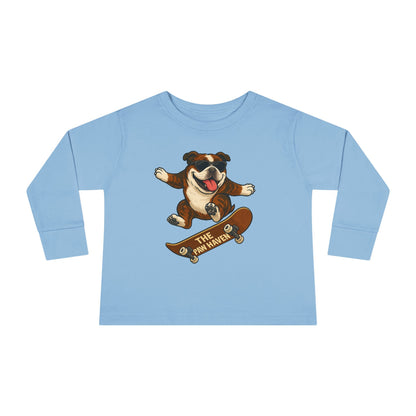 Skateboarding Dog Toddler Long Sleeve Tee