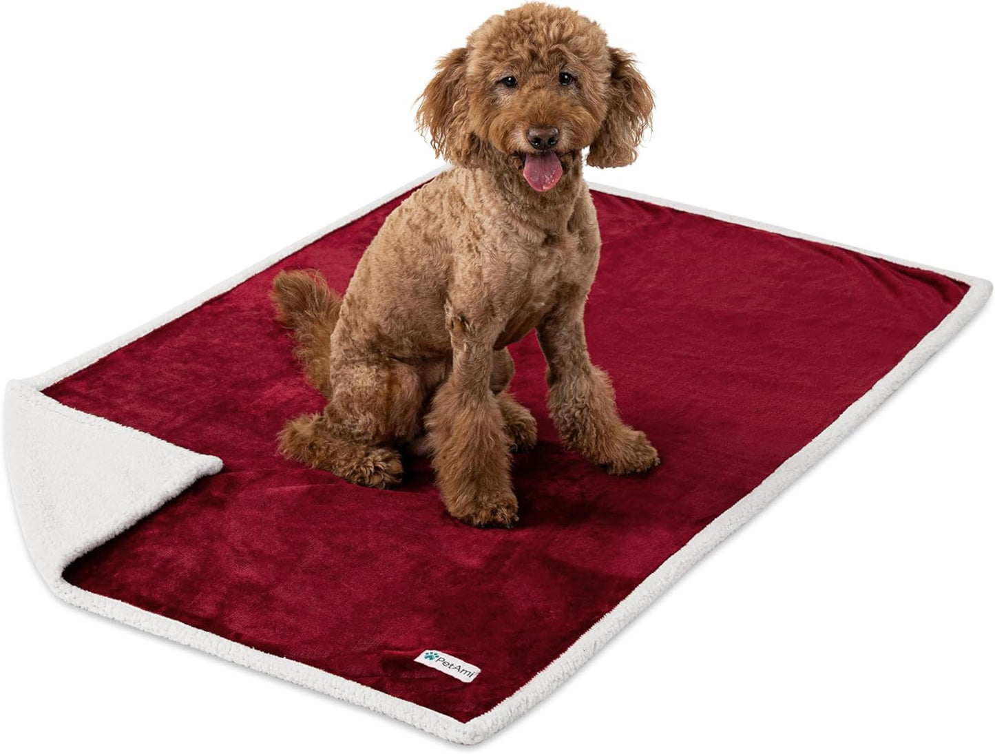 Waterproof Dog Blanket for Queen Bed Large XL Dog Throw for Couch Cover Leakproof Furniture Protection, Sherpa Fleece, Reversible Soft Washable 90X90 Light Gray
