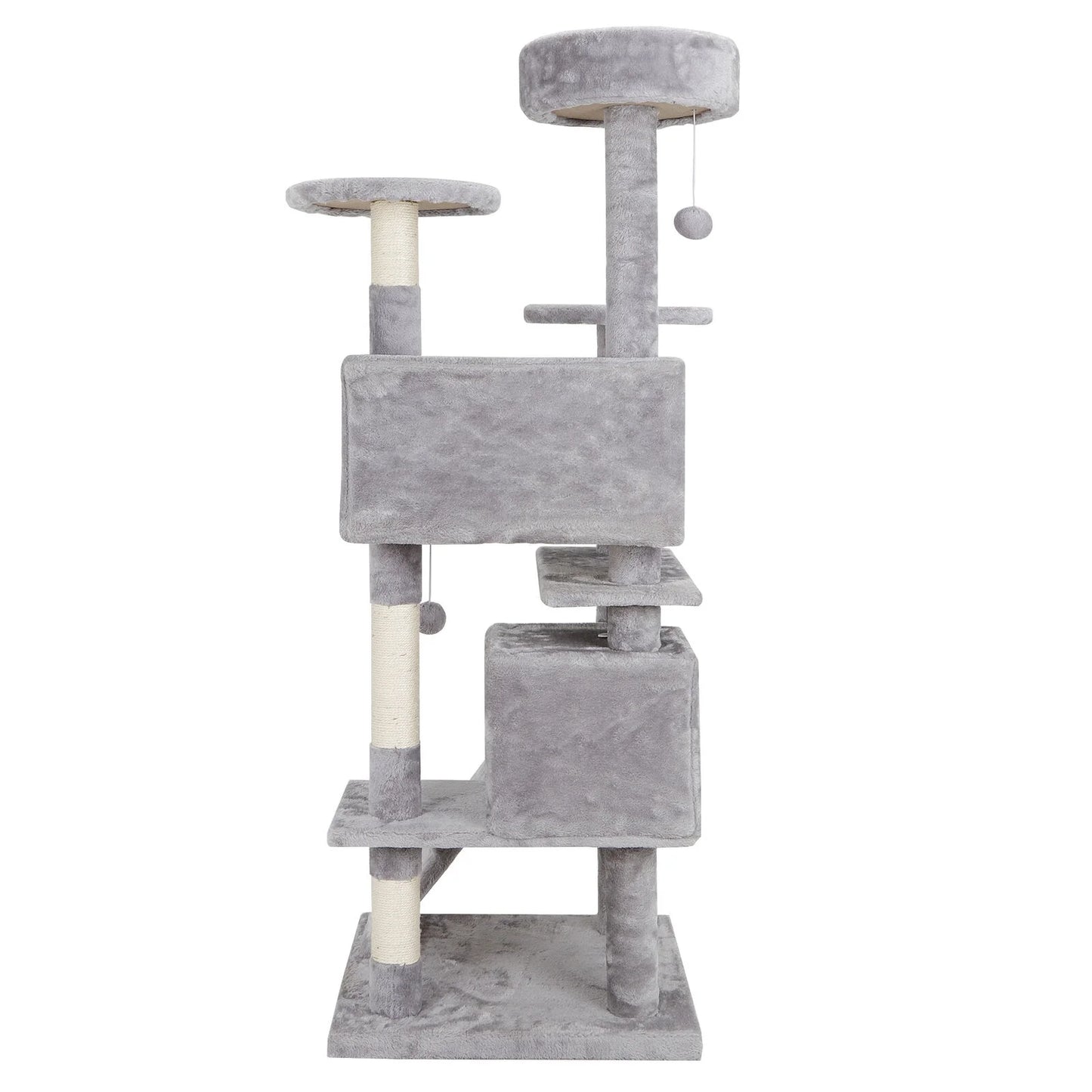 53" H Cat Tree Scratching Post Condo Tower Pet Kitty Playhouse W/ Cave & Ladders Indoor