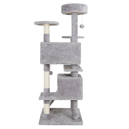 53" H Cat Tree Scratching Post Condo Tower Pet Kitty Playhouse W/ Cave & Ladders Indoor