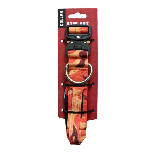 Boss Dog Tactical Adjustable Dog Collar Camo Orange Medium 1.5inx15in-18in