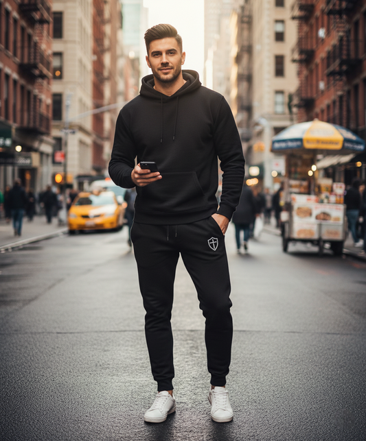 Cross Shield Fleece Sweatpants with Embroidered Design