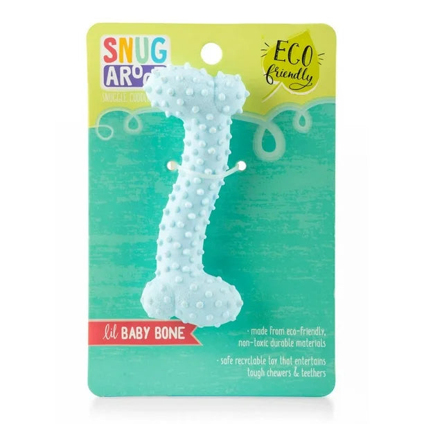 Snugarooz Lil Baby Bone Eco TPR  Dog Toy Blue 4.25in.