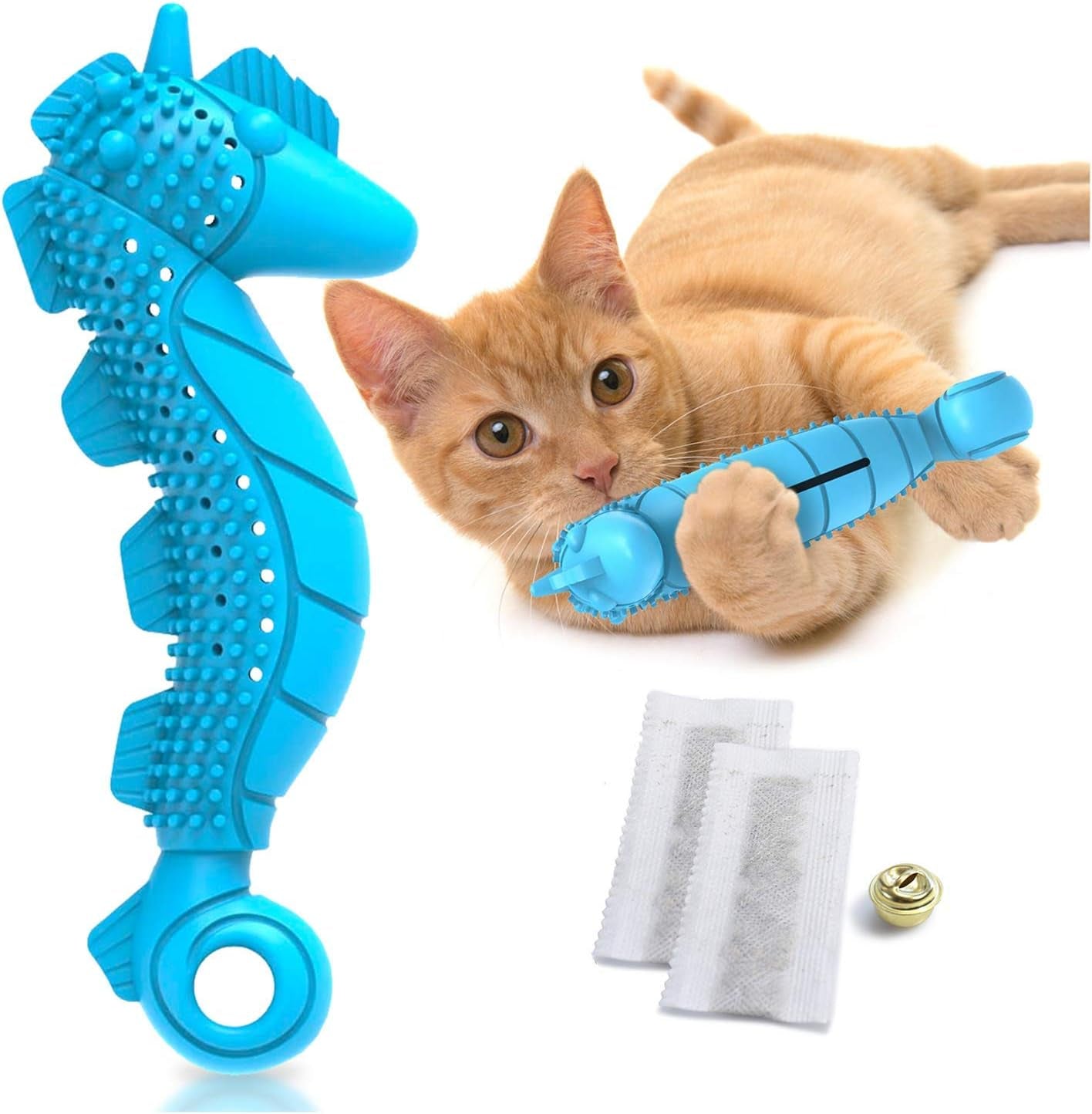 Cat Toothbrush - Durable Hard Rubber Cat Dental Care, Interactive Toothbrush Chew Toy (1 Pack Dino)