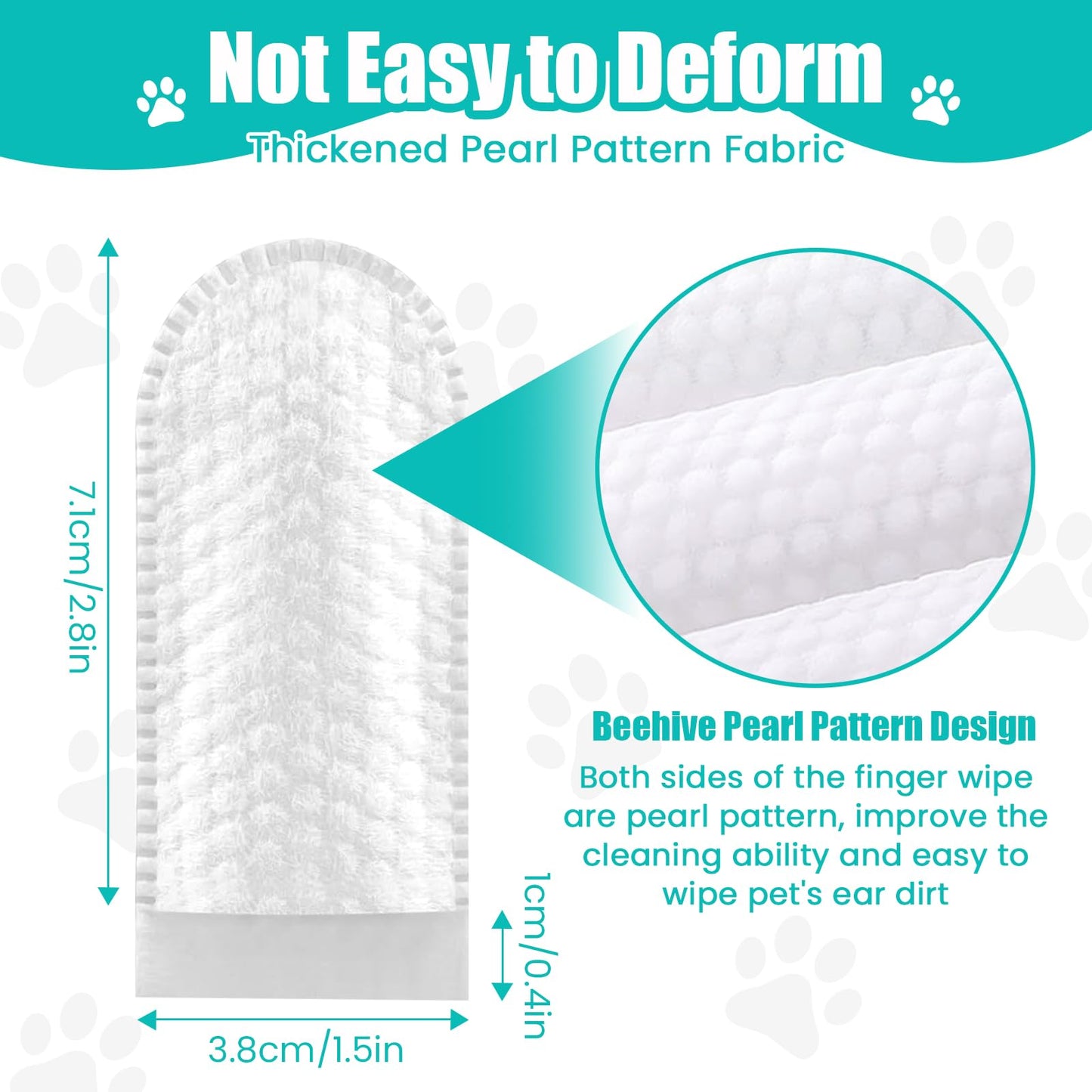 2-Pack Teeth and Ear Cleaner Finger Wipes,Dog and Cat Grooming Kit,Soothing Odor Control,Reduces Dirt and Wax Buildup,Cleans Teeth and Reduces Tartar and Odor,100 Tablets