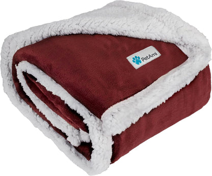 Waterproof Dog Blanket for Queen Bed Large XL Dog Throw for Couch Cover Leakproof Furniture Protection, Sherpa Fleece, Reversible Soft Washable 90X90 Light Gray