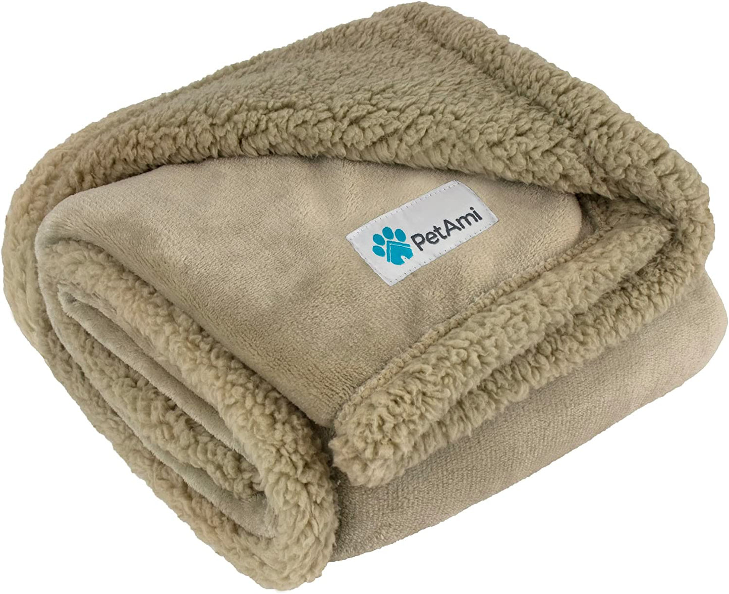 Waterproof Dog Blanket for Queen Bed Large XL Dog Throw for Couch Cover Leakproof Furniture Protection, Sherpa Fleece, Reversible Soft Washable 90X90 Light Gray