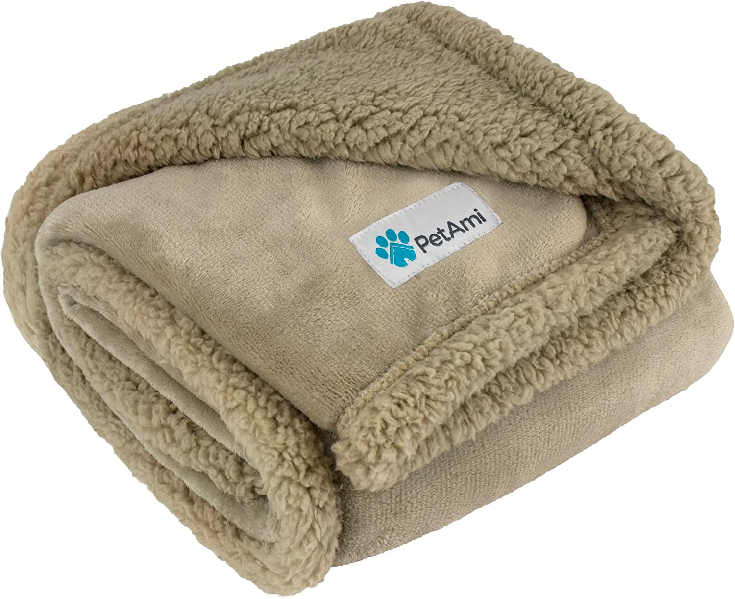 Waterproof Dog Blanket for Queen Bed Large XL Dog Throw for Couch Cover Leakproof Furniture Protection, Sherpa Fleece, Reversible Soft Washable 90X90 Light Gray
