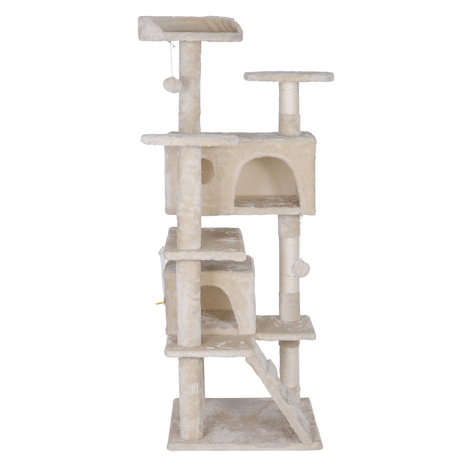 55 Inch Beige Cat Tree Tower Condo Scrathcher Post Activity Center Playing House