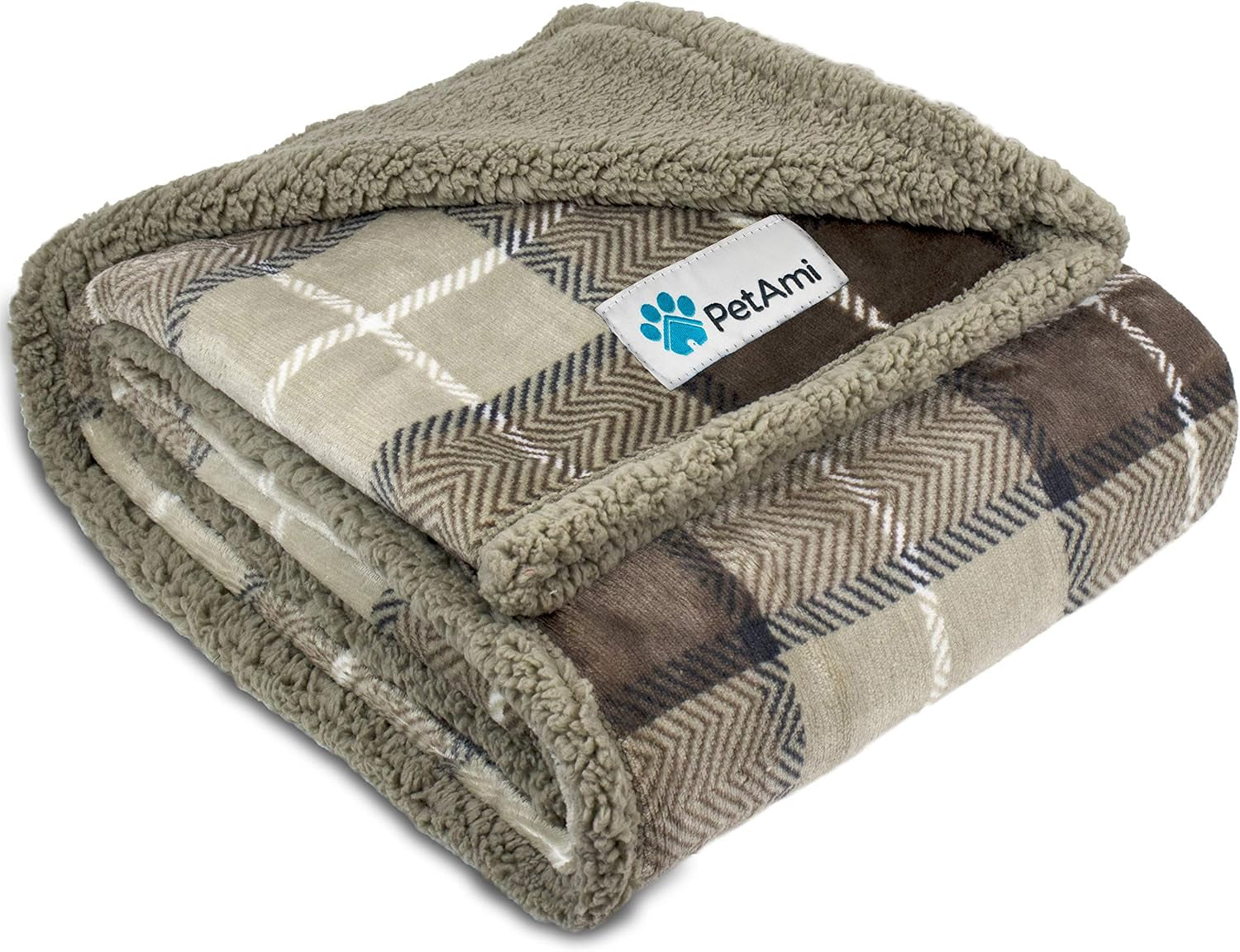 Waterproof Dog Blanket for Queen Bed Large XL Dog Throw for Couch Cover Leakproof Furniture Protection, Sherpa Fleece, Reversible Soft Washable 90X90 Light Gray