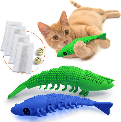 Cat Toothbrush - Durable Hard Rubber Cat Dental Care, Interactive Toothbrush Chew Toy (1 Pack Dino)