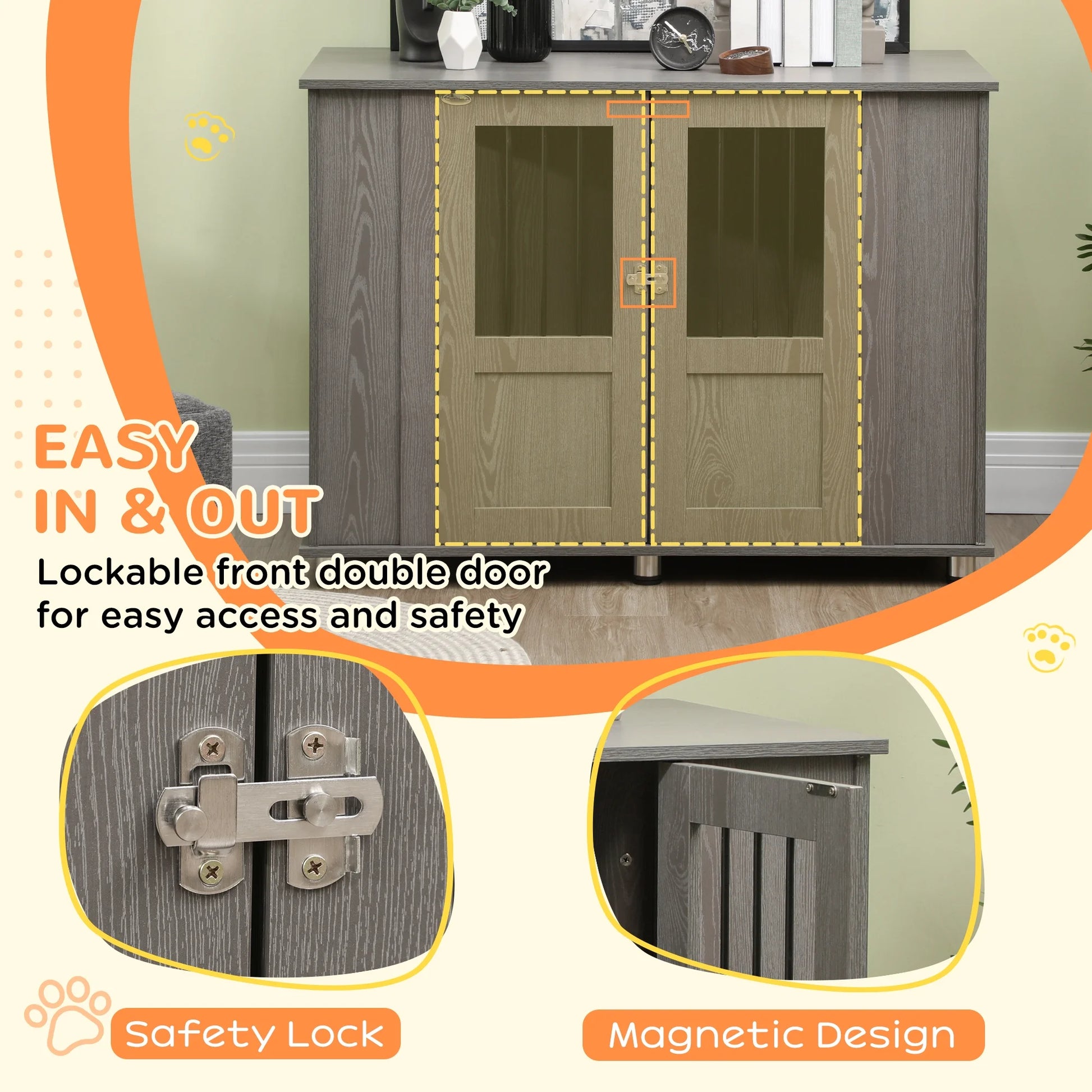 Dog Crate, Pet Cage Kennel, W/ Wooden Top, Windows, for XL Dogs
