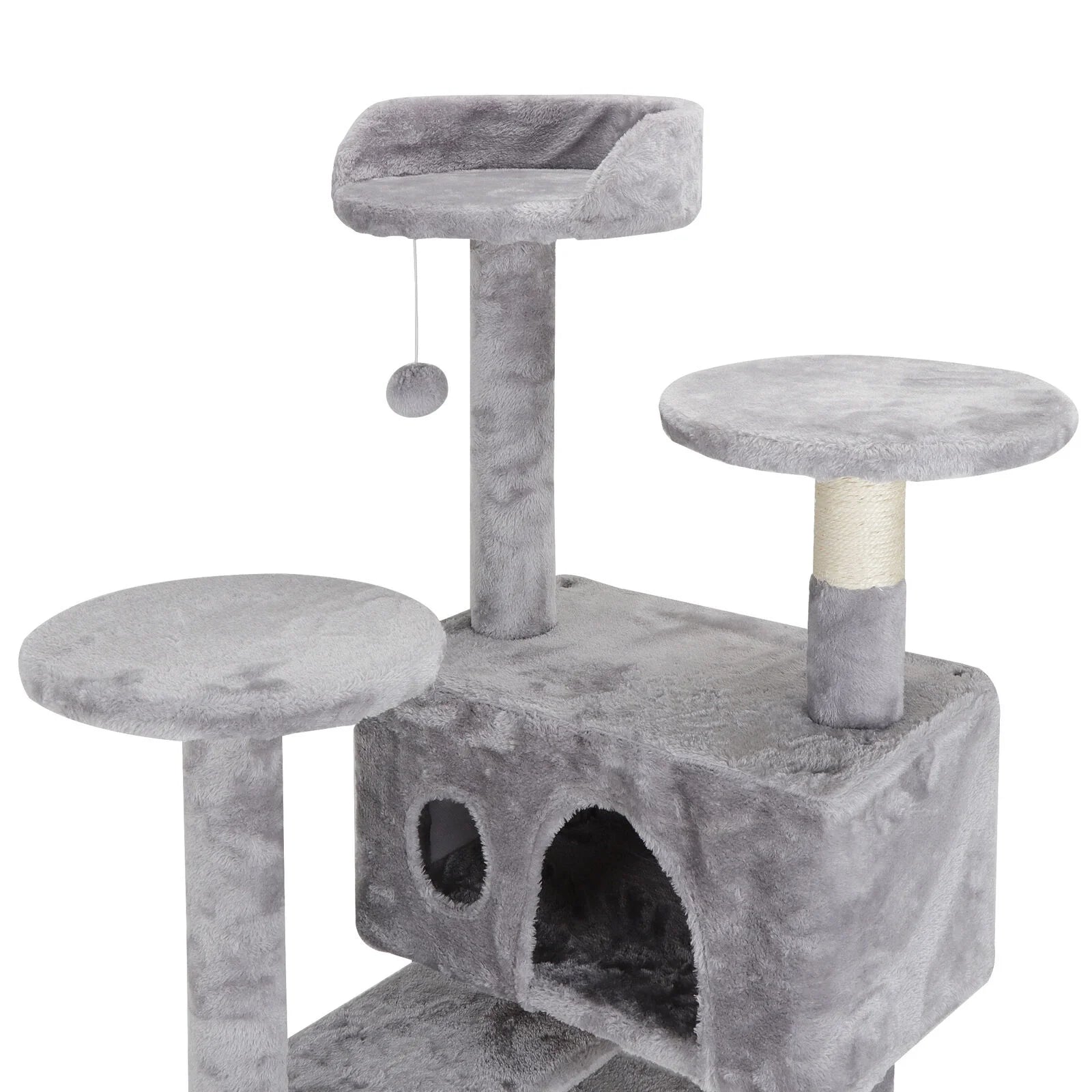53" H Cat Tree Scratching Post Condo Tower Pet Kitty Playhouse W/ Cave & Ladders Indoor