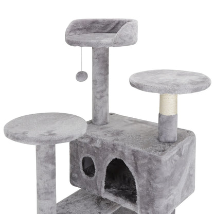 53" H Cat Tree Scratching Post Condo Tower Pet Kitty Playhouse W/ Cave & Ladders Indoor