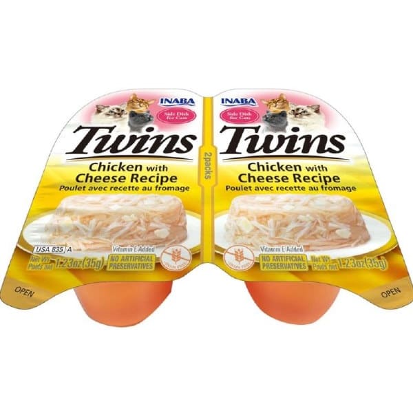 Inaba Twins Side Dish For Cats Chicken/Cheese 1.23oz. 2 Pk (Case of 6)