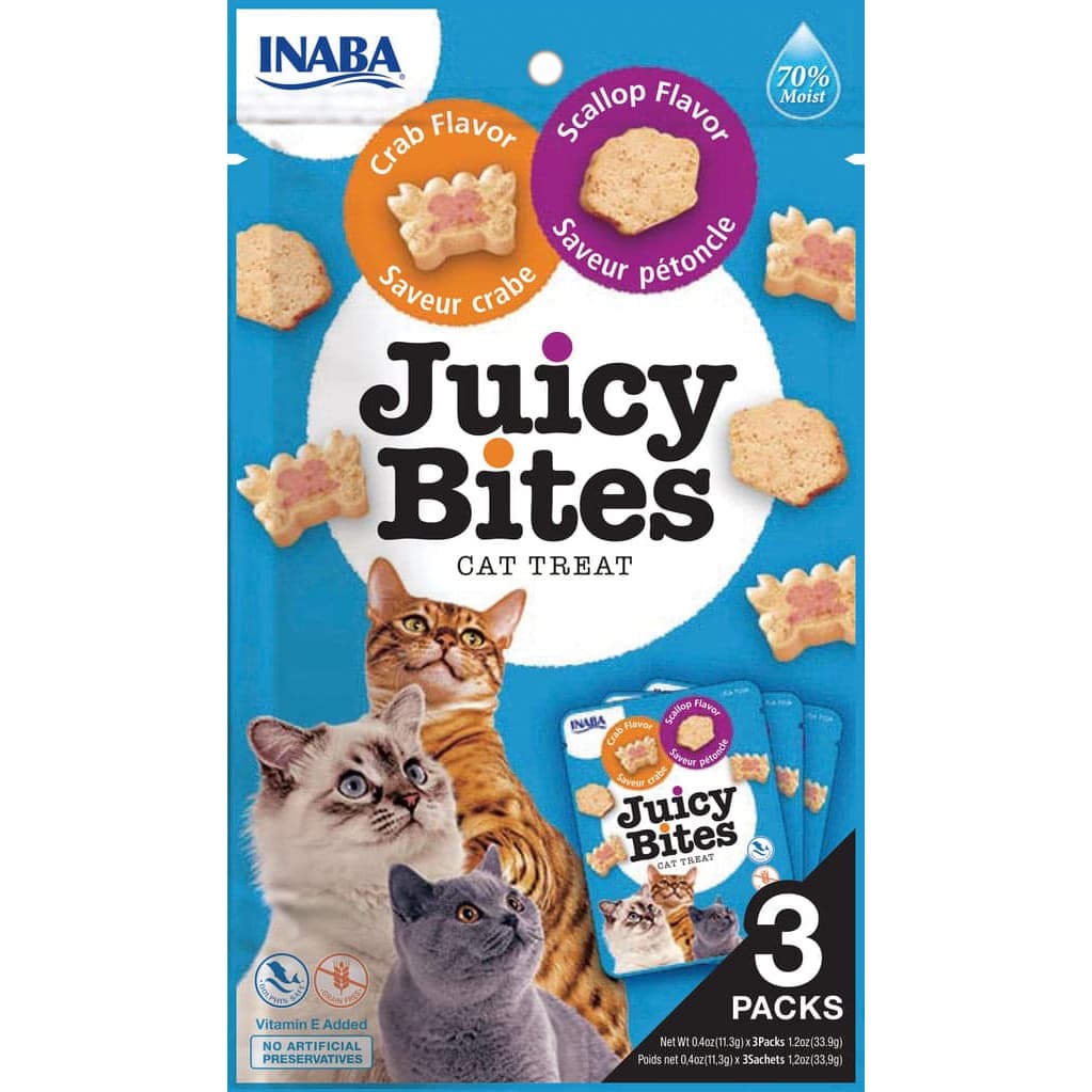 Inaba Juicy Bites Cat Treats Scallop/Crab .4oz. 3 Pk (Case of 6)