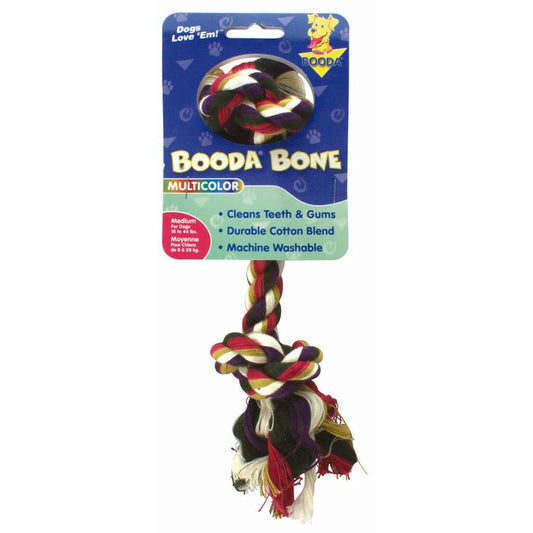 Booda 2-Knot Rope Bone Dog Toy 2 Knots Rope Bone Multi-Color Medium