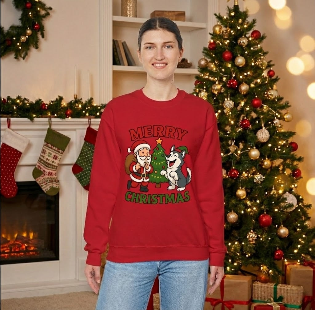 Santa & Husky Holiday Crewneck
