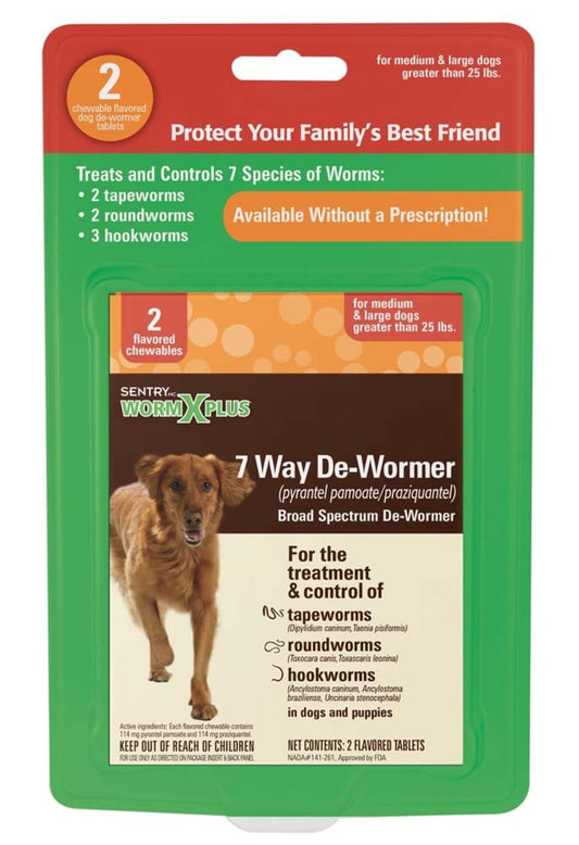 SENTRY Worm X Plus 7 Way DeWormer for Large Dogs